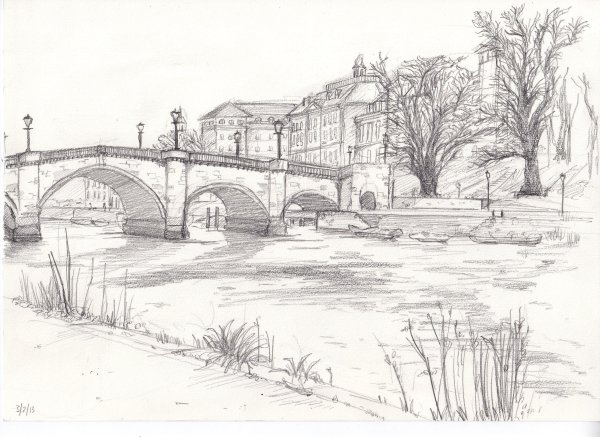 Архитектурный пейзаж красками