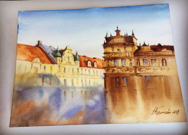 Прага акварель живопись