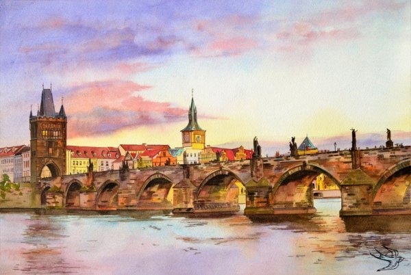 Прага Карлов мост скетч