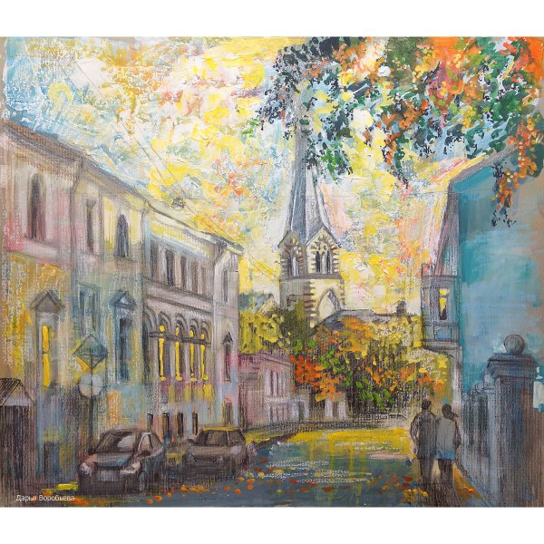 Ночной город пастелью