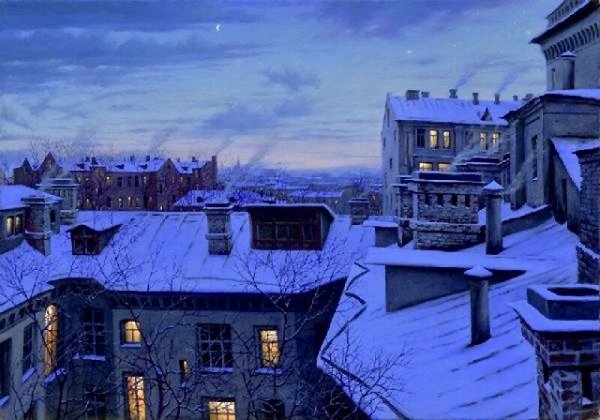 Художник Алексей Бутырский « зимний вечер «