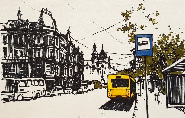 Городские зарисовки маркерами