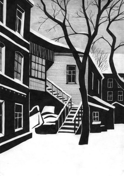 Стилизованный городской пейзаж Графика