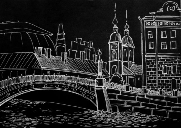 Городской пейзаж линером