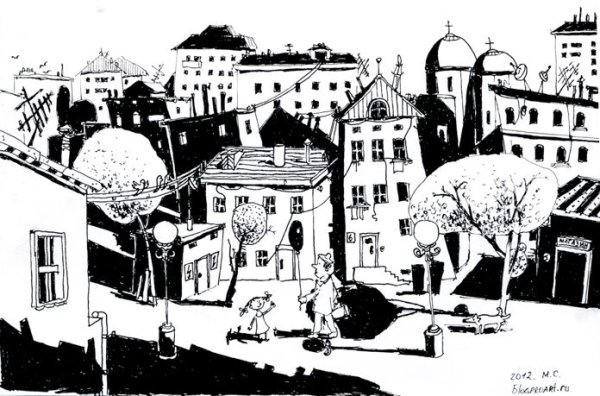 Стилизованный графический пейзаж