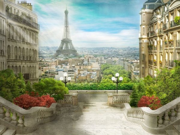 Фреска Париж Эйфелева башня