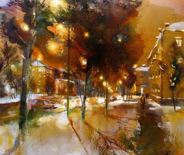 Городской пейзаж маслом