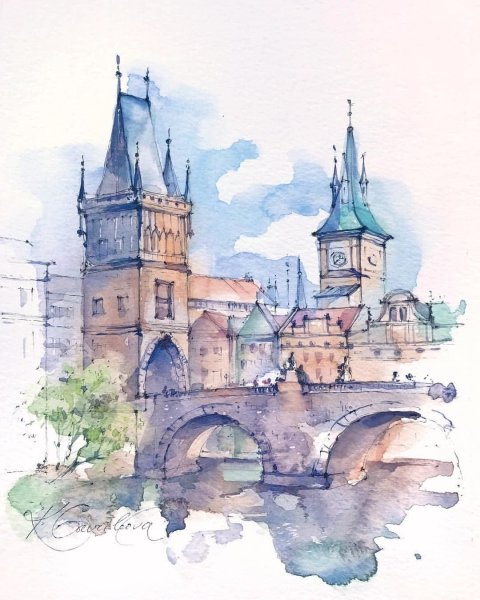 Городской пейзаж карандашом