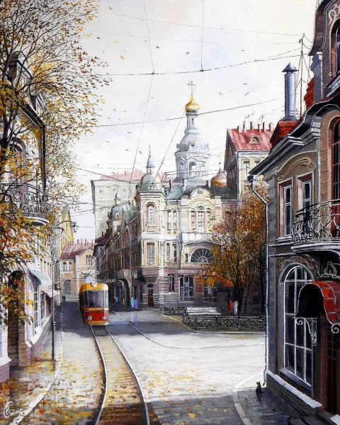 Улицы города акварелью