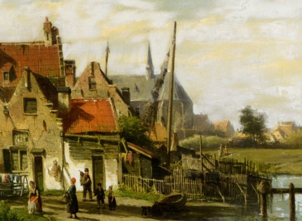 Старинная Голландия художник Корнелис спрингер 1817-1891