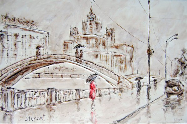 Монохромная живопись город