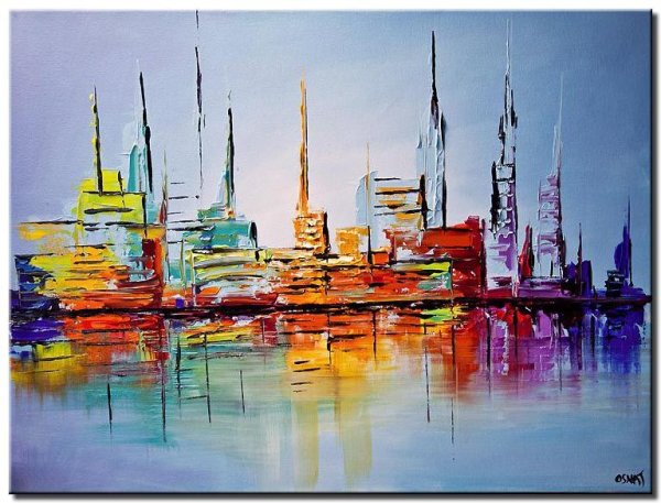 Городской пейзаж акрилом