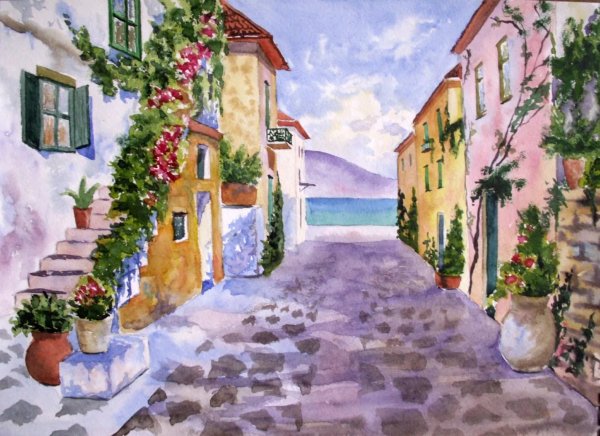 Улочки Италии акварель