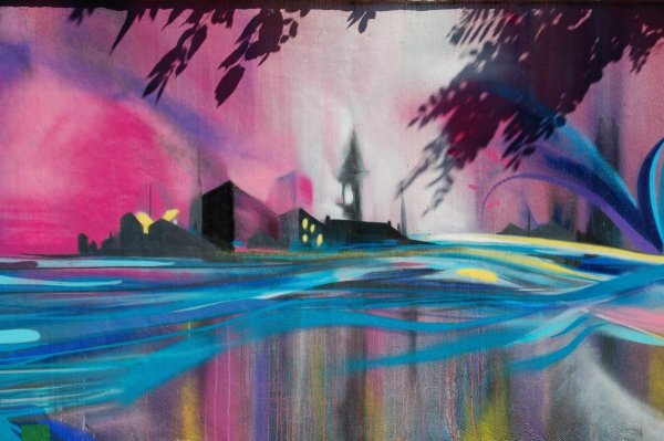 Осенний парк гуашью