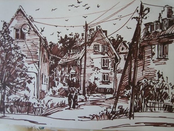 Декоративный городской пейзаж Графика