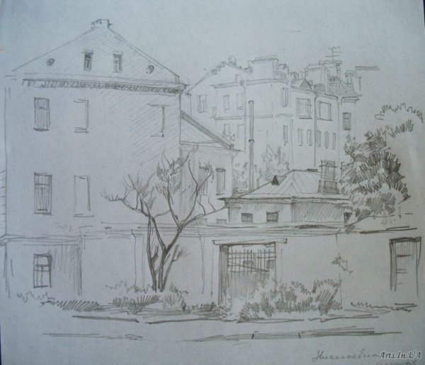 Наброски города карандашом