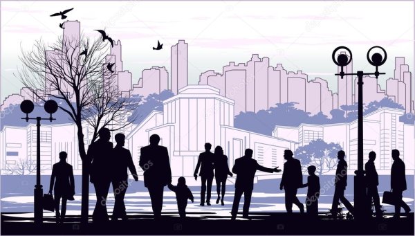 Силуэт человека на фоне города