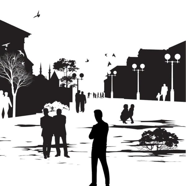 Силуэтная композиция люди