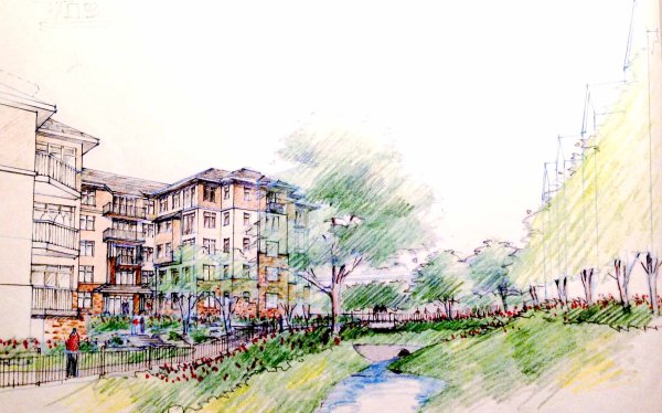 Пейзаж цветными карандашами