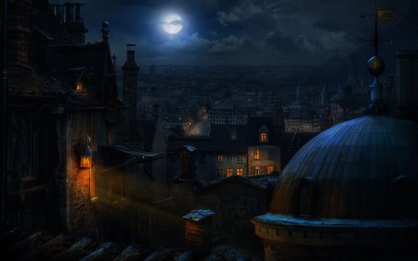 Луна над домами