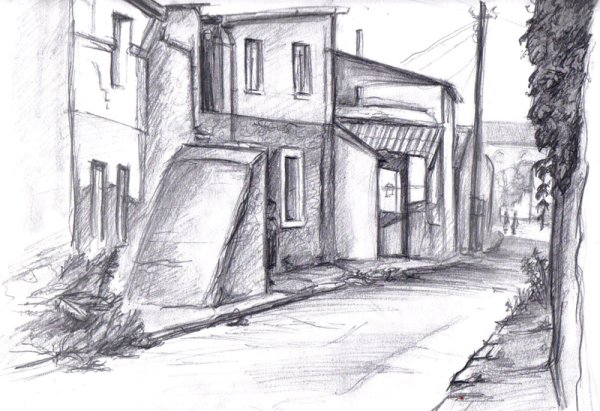 Эскиз городского пейзажа легкий