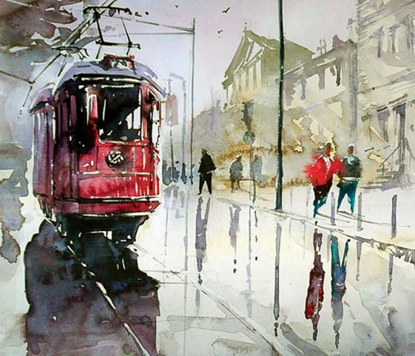 Парк акварелью