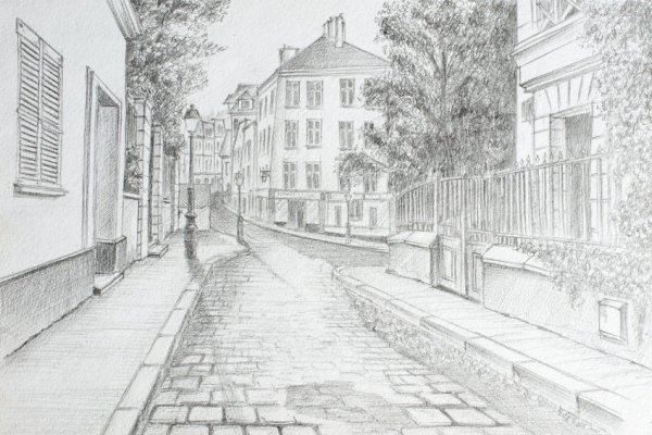 Городской пейзаж в графике легкий детский