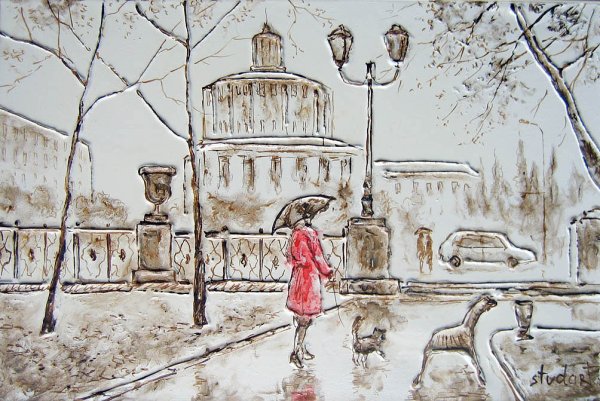 Городской пейзаж со стаффажем