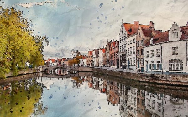 Живопись дома отражение в воде