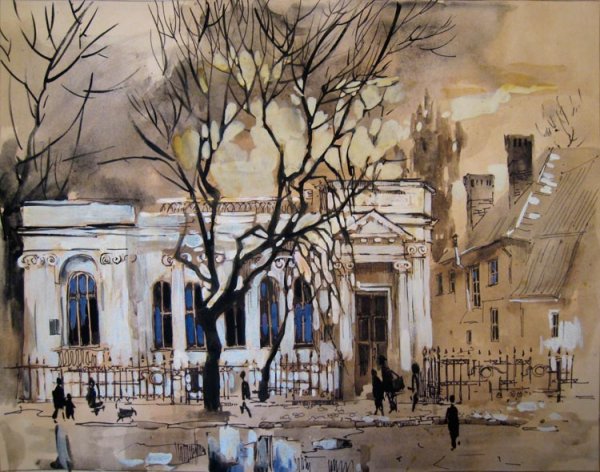 Пейзажи городские гуашью в одном цвете