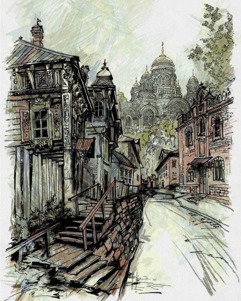 Пейзаж карандашом легкий