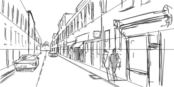 Рисование улицы в перспективе