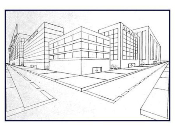 Здание в перспективе и сбоку