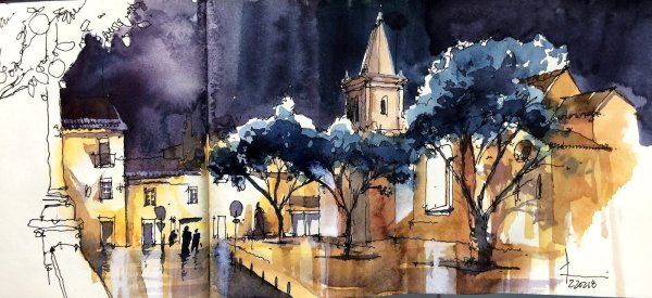 Игорь дубовой художник акварель городской пейзаж