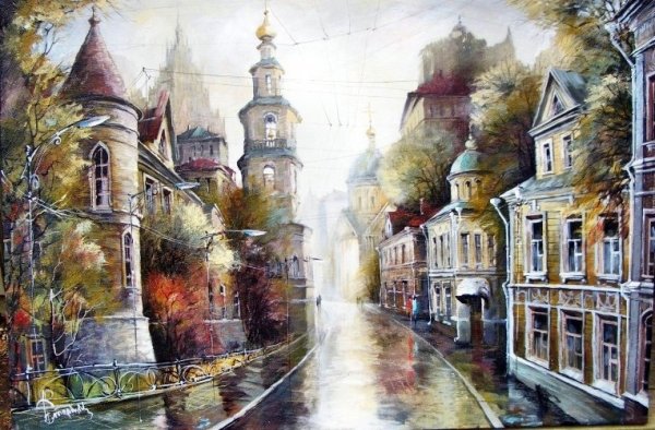 Картины Александра Стародубова. Старая Москва. Арбат