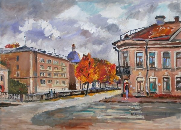 Город цветными карандашами