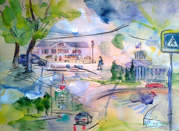 Рисование город