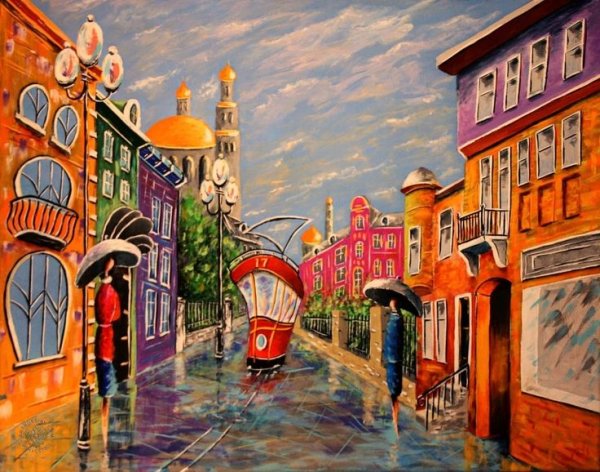 Картина по номерам "уличное кафе" Кан