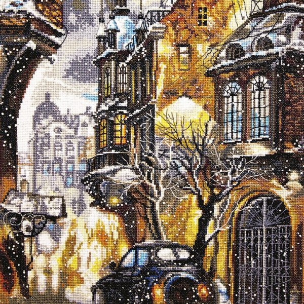 Нова Слобода снег в городе вышивка