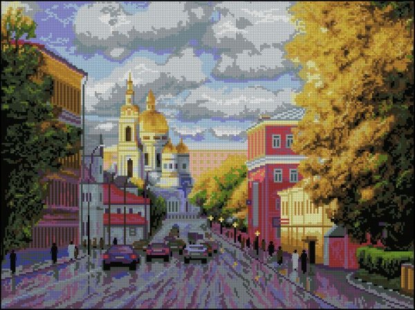 Вышивка крестом Московская улочка