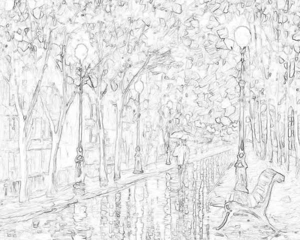 Контурные рисунки пейзажей