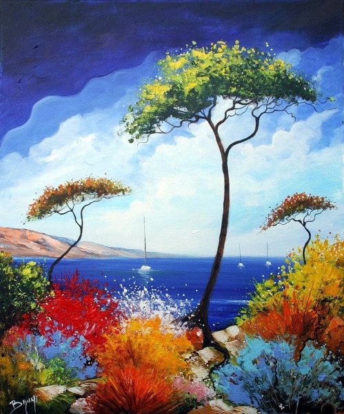 Пейзаж красками