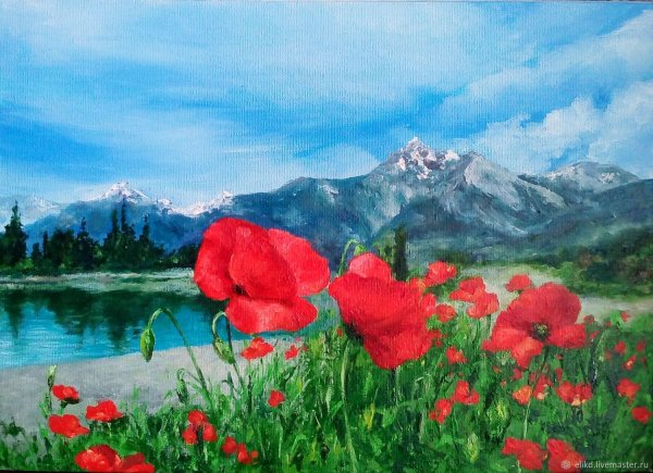 Маковые поля в Крыму живопись