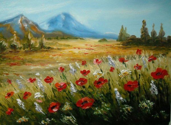 Живопись горы маки