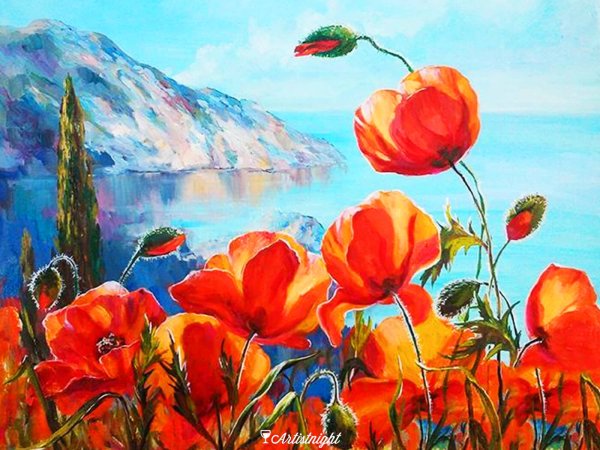 Горные маки картина Импрессионист