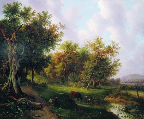 Михаил Клодт летний пейзаж (1860)