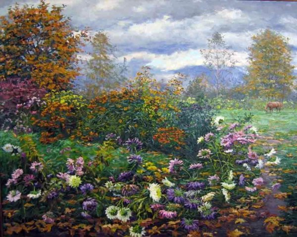 Бархаткова Елена художник астры в саду