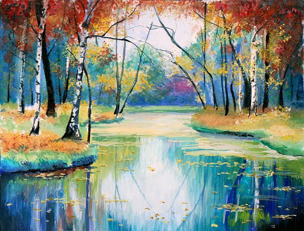 Пейзаж гуашью