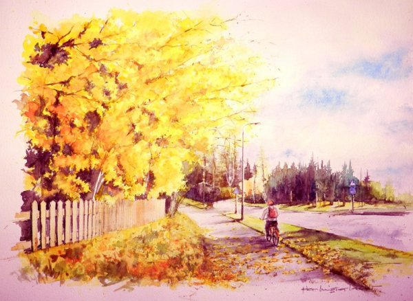 Золотая осень Акварельные пейзажи