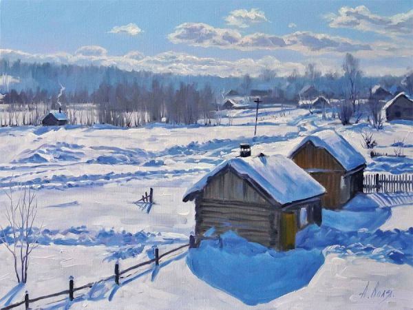Русская зима в деревне